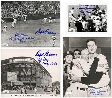 Lot of (4) Bobby Thomson and Ralph Branca Signed "Shot Heard Round the World" Photographs Collection (JSA)